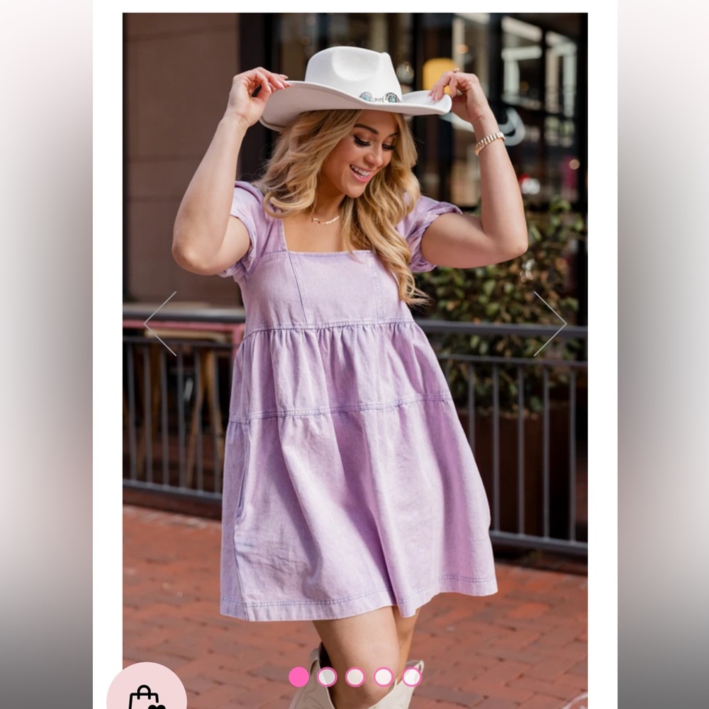 Pink Lily Never Forget Purple Denim Acid Wash Dress